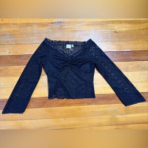 Good Luck Gem Black Lace Top